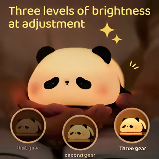 Panda LED Night Light Cute Silicone Night Light USB Rechargeable Touch Night Lamp Bedroom Timing Lamp Decoration Children's Gift
